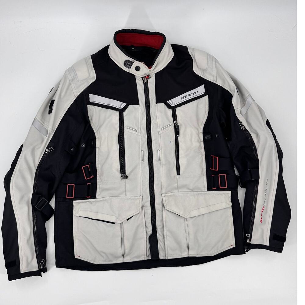 REV'IT Sand 2 Men's XL Motorcycle Jacket Silver Black ADV Touring FJT150